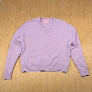 Crush Cashmere Sweater V-Neck Women's 2 Medium Light Purple Knitwear Soft Boxy‎